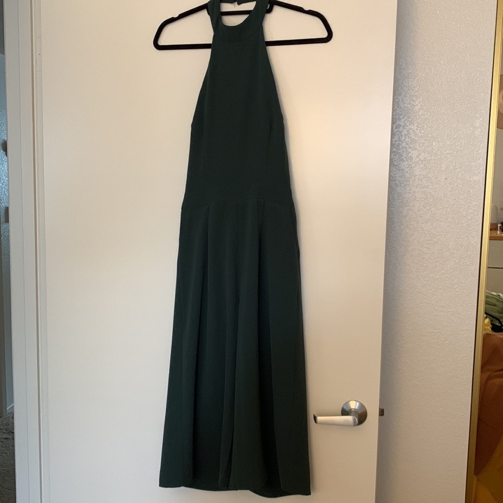 Forest Green Halter Top Wide-leg Jumpsuit